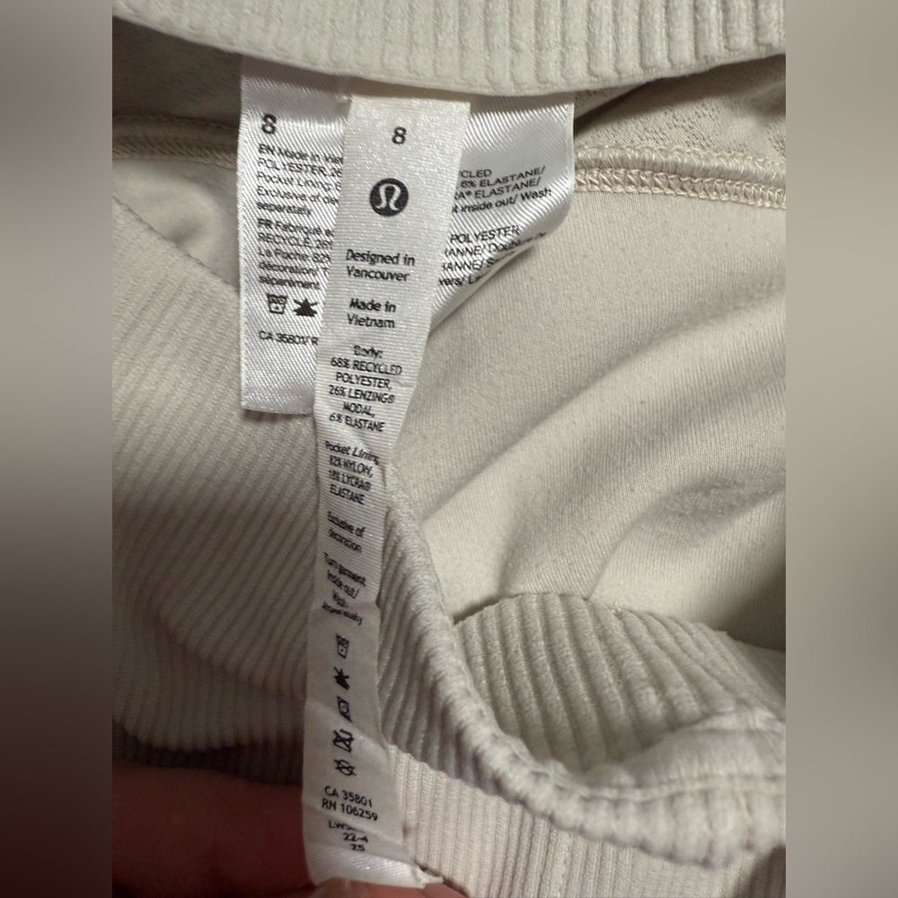 Lululemon Ribbed High Rise Flare Pants Cream White Lounge Athleisure Size 8 tall - Picture 9 of 9
